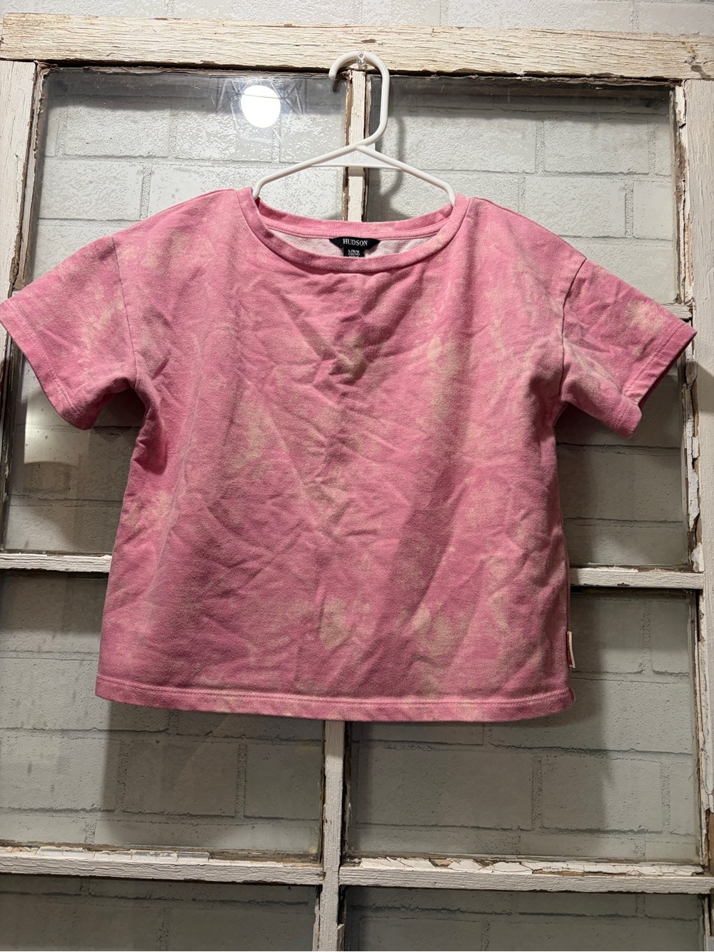 Hudson Kids Pink Tie Dye French Terry Short Sleeve Top Size L (12/14)